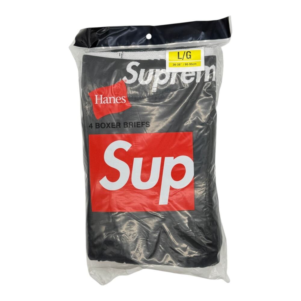 Supreme Hanes Boxer Briefs Black New Authentic Underwear Logo Waistband New L